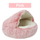 Plush Hooded Pet Bed round Fluffy Soft Cat Bed Pet Cushion Warm Cat Dog 2 in 1 Sleeping Nest Cave for Small Dogs