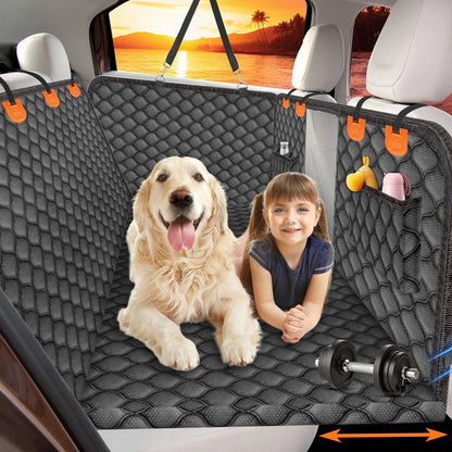 Hard Bottom Dog Car Seat Cover for Back Seat Dog Hammock Non-Slip Waterproof Back Seat Extender for Car Truck, Vehicle SUV, Tesla