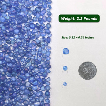 2.2 Lbs Small Aquarium Substrate Gravel Sand, Polished Smooth Fish Tank Gravel, Colorfast Uncoated Vibrant Blue Sea Glass, Decorative Stones for Vase Fillers, Fairy Garden, Potted Plants