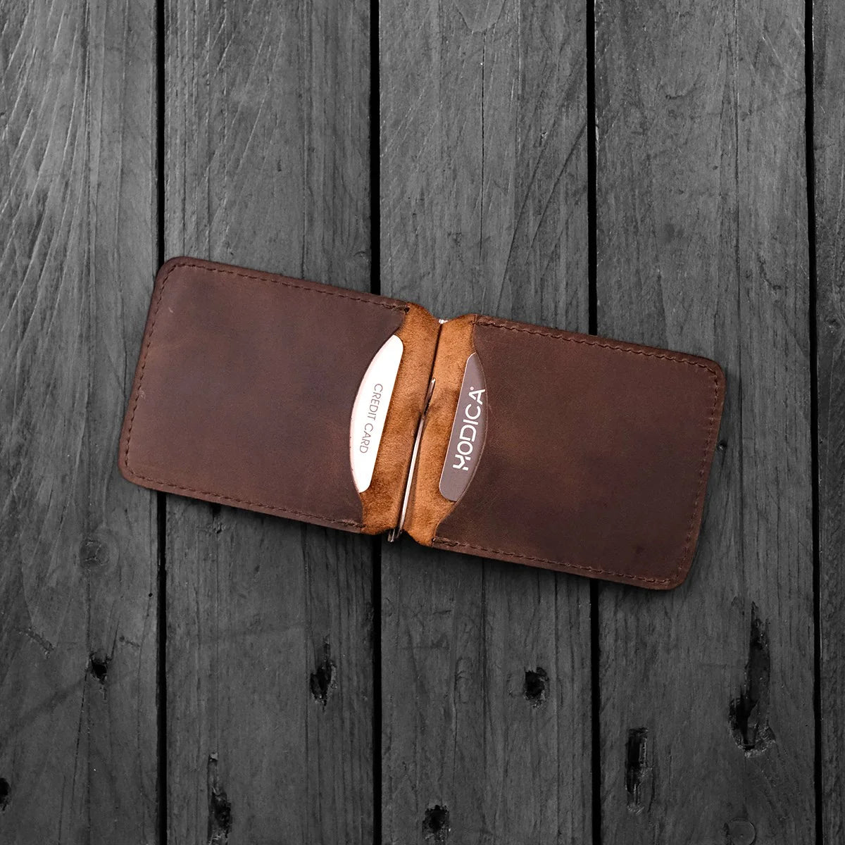 Hodica Larga - Genuine Leather Natural Money Clip Wallet