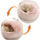 Plush Hooded Pet Bed round Fluffy Soft Cat Bed Pet Cushion Warm Cat Dog 2 in 1 Sleeping Nest Cave for Small Dogs