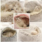 Plush Hooded Pet Bed round Fluffy Soft Cat Bed Pet Cushion Warm Cat Dog 2 in 1 Sleeping Nest Cave for Small Dogs