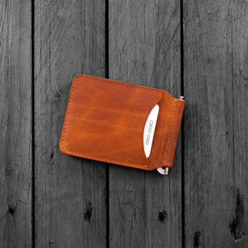 Hodica Larga - Genuine Leather Natural Money Clip Wallet