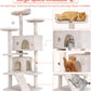 54-In Double Condo Cat Tree Tower Playhouse with Scratching Post & Perch for Indoor, Beige